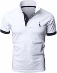 LIUPMWE Poloshirt Herren Kurzarm Basic Golf T-Shirt Giraffe Stickerei Polohemd Weiß