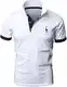 LIUPMWE Poloshirt Herren Kurzarm Baumwolle Einfarbig Basic Golf T-Shirt Giraffe Stickerei Polohemd Sommer,Weiß,M