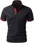 LIUPMWE Poloshirt Herren Kurzarm Basic Golf T-Shirt Giraffe Stickerei Polohemd Schwarz