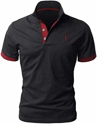 LIUPMWE Poloshirt Herren Kurzarm Basic Golf T-Shirt Giraffe Stickerei Polohemd Schwarz