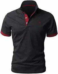 Poloshirt Herren Kurzarm Baumwolle Einfarbig Basic Golf T-Shirt Giraffe Stickerei Polohemd Sommer,L,Schwarz 2