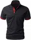 LIUPMWE Poloshirt Herren Kurzarm Baumwolle Einfarbig Basic Golf T-Shirt Giraffe Stickerei Polohemd Sommer,L,Schwarz 2
