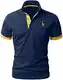 LIUPMWE Poloshirt Herren Kurzarm Baumwolle Einfarbig Basic Golf T-Shirt Giraffe Stickerei Polohemd Sommer,M,Blau 2