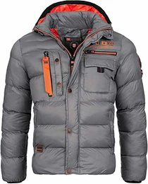 Geographical Norway Herren Steppjacke Citernier Grau - M - mit UD Beanie