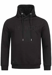 Herren Pullover Sweatshirt Schalkragen hoher Kragen Schwarz M