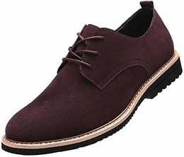 KEENPACE Herren Schnürschuhe Wildleder Schuhe Leder Suede Oxford Braun 43 EU