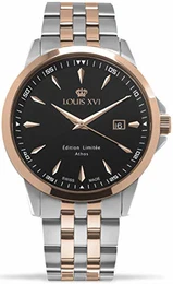 Herren-Armbanduhr Athos Slim Stahlband Bicolor Silber Rosegold Schwarz Analog Quarz Edelstahl 929