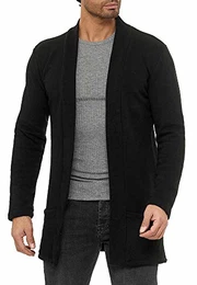 Red Bridge Herren Cardigan Jacke Sweat-Jacke Sakko Long Cut Schwarz M