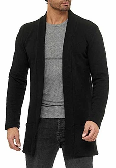 Red Bridge Herren Cardigan Jacke Sweat-Jacke Sakko Long Cut Schwarz