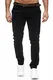 Elara Herren Chino Hosen Gürtel Elegant Chunkyrayan MEL0151-Schwarz-32/32