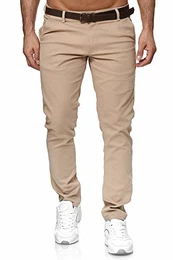 Herren Chino Hosen Gürtel Elegant Chunkyrayan MEL0151-Beige-33/32