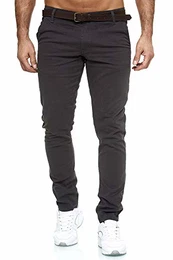 Herren Chino Hosen Gürtel Elegant Chunkyrayan MEL0151-Anthrazit-31/32