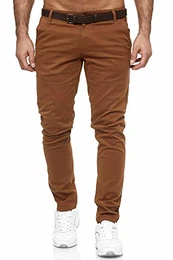 Herren Chino Hosen Gürtel Elegant Chunkyrayan MEL0151-Camel-30/30