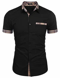 Herren Kurzarm Hemd Freizeit Regular fit einfarbig Shirt Kent Kragen
