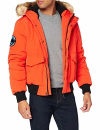 Superdry Mens Everest Bomber Parka, Orange, Medium
