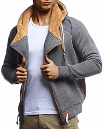 Herren Sweatjacke Freizeitjacke mit Kapuze Schwarze Übergangsjacke Baumwolle-Anteil Basic Hoodie für Männer Kapuzenjacke Sweater LN8290 M Anthrazit