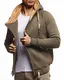 Leif Nelson Herren Sweatjacke Freizeitjacke mit Kapuze Schwarze Übergangsjacke Baumwolle-Anteil Basic Hoodie für Männer Kapuzenjacke Sweater LN8290 M Khaki