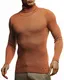 Leif Nelson Herren Pullover mit Rollkragen Slim Fit Langarmshirt Schwarzer Männer dünner Strickpullover - Sweatshirt Rollkragenpullover - Pulli Sommer LN1670 Rot-Braun Medium