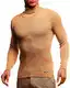 Leif Nelson Herren Pullover mit Rollkragen Slim Fit Langarmshirt Schwarzer Männer dünner Strickpullover - Sweatshirt Rollkragenpullover - Pulli Sommer LN1670 D. Beige Medium