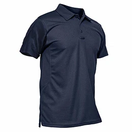 Outdoor Polo T-Shirt Herren Golf Jagd Kleidung Robust Quick Dry Funktionsshirt Männer Arbeitsshirt Sommer Sportshirt Unifarben mit Kragen Freizeitshirt Dunkelblau M