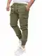 PITTMAN Darius - Creme Farbene Cargohosen - Männer Arbeitshosen - Herren Cargo Hose Baumwolle, Grün (Deep Lichen Green 180312), W33/L32