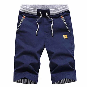 JustSun Kurze Hosen Herren Shorts Chino mit Tunnelzug Navy Blau