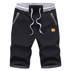 JustSun Kurze Hosen Herren Shorts Sommer Chino mit Tunnelzug Schwarz