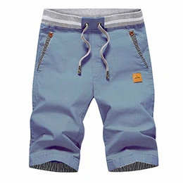 Kurze Hosen Herren Shorts Sommer Shorts Chino Baumwolle mit Tunnelzug Denim Blau M