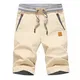JustSun Kurze Hosen Herren Shorts Sommer Shorts Chino Baumwolle mit Tunnelzug Khaki L