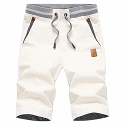 JustSun Kurze Hosen Herren Shorts Chino mit Tunnelzug Weiß