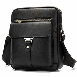 BAIGIO Umhängetasche Herren Leder Schultertasche Herrentasche Vintage für Arbeit Reise Alltagsleben Schwarz