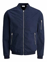 Herren Leichte Bomber Jacke Basic College Übergangs Blouson Stretch ohne Kapuze JJERUSH, Farben:Blau, Größe Jacken:S