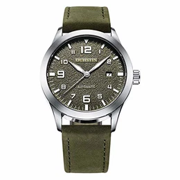 Mechanisches Uhrwerk Automatik Uhr Mit Lederband Klassischen Uhr-Herren Analog Automatik Uhr Mit Textilarmband, Grün