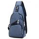 flintronic Brusttasche mit USB-Aufladung, Brusttasche Sling mit Verstellbarem, Rucksack Schultertasche für Männer (einschließlich 1 * USB-Kabel) - Blau