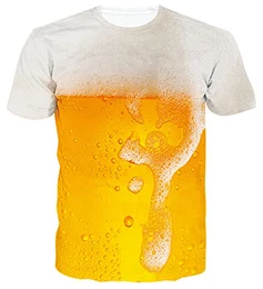 Bier Tshirt 3D Druck Tees Funny Casual Beer Grafik Kurzarm T-stücke für Frauen Männer M