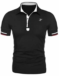 Coshow Herren Poloshirts, Schwarz, M