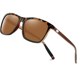 Sonnenbrille Herren Polarisiert Braun UV400 Schutz Rechteck Vintage Unisex Klassische Brille für Reise Wandern Fahrende und Alltag