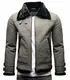Crone Take Herren Lederjacke Echtleder Shearling Jacke mit Fellbesatz (M, Elephant Grau (Nubukleder))