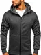 BOLF Herren Kapuzenpullover mit Reißverschluss Sweatshirt Zip Hoddie Street Style RED Fireball 80581 Dunkelgrau M [1A1]
