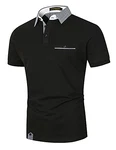 LIUPMWE Poloshirt Herren Kurzarm Basic Golf T-Shirt Giraffe Stickerei Polohemd Schwarz