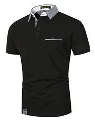LIUPMWE Poloshirt Herren Kurzarm Basic Golf T-Shirt Giraffe Stickerei Polohemd Schwarz