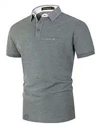 Polo Shirts Herren Kurzarm Golf Poloshirts mit Tasche Gitterstiche Ausschnitt Baumwolle Basic T-Shirt Polohemd Sommer,Dunkelgrau,M