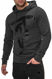 Herren Hoodie Kapuzenpullover Sweatshirt (M, Asphalt)