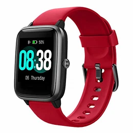 YONMIG Smartwatch, Fitness Armband Tracker Voller Touch Screen Uhr Wasserdicht IP68 Armbanduhr Smart Watch mit Schrittzähler Pulsmesser Stoppuhr Sportuhr Bluetooth für iOS Android Damen Herren (rot)