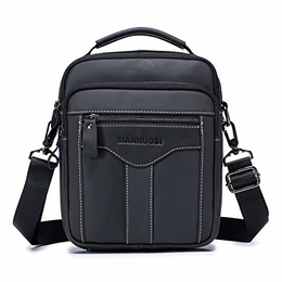 MANNUOSI Herren Schultertaschen business Freizeit Henkeltaschen echtleder vintage Handtaschen Schwarz