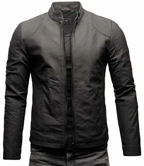 Crone Ivar Herren Lederjacke Cleane Basic Echtleder Jacke Schwarz