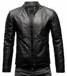 Ivar Herren Lederjacke Cleane Basic Echtleder Jacke (M, Heavy Washed Schwarz (Rindsleder))