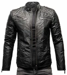 Crone Meo Herren Lederjacke Cleane Basic Echtleder Jacke Schwarz