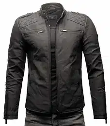 Meo Herren Lederjacke Cleane Basic Echtleder Jacke (L, Matt Schwarz (Rindsleder))