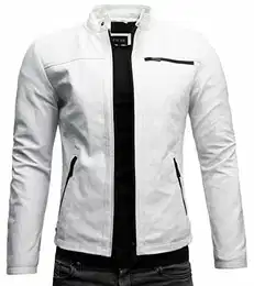 Epic Herren Lederjacke Cleane Basic Leder Jacke in vielen Varianten und Farben (M, Matt Weiß (Rindsleder))